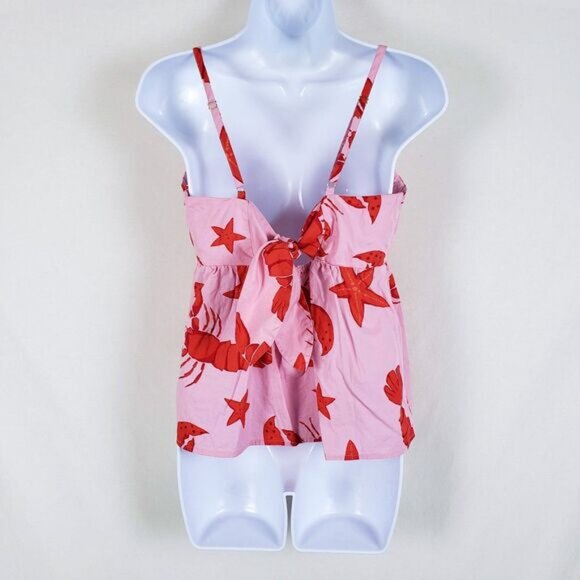 J.Crew Lobster Camisole Tank Top Womens 6 Tie-Back Pink Coastal Nautical - Picture 9 of 11